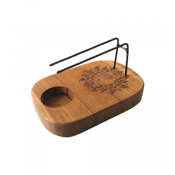 Teakový Stojan na Palo Santo - Dizajn Hamsa